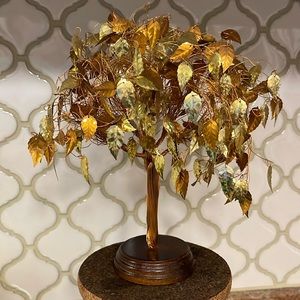 Vintage Twisted Wire Tree with Gold Leaves